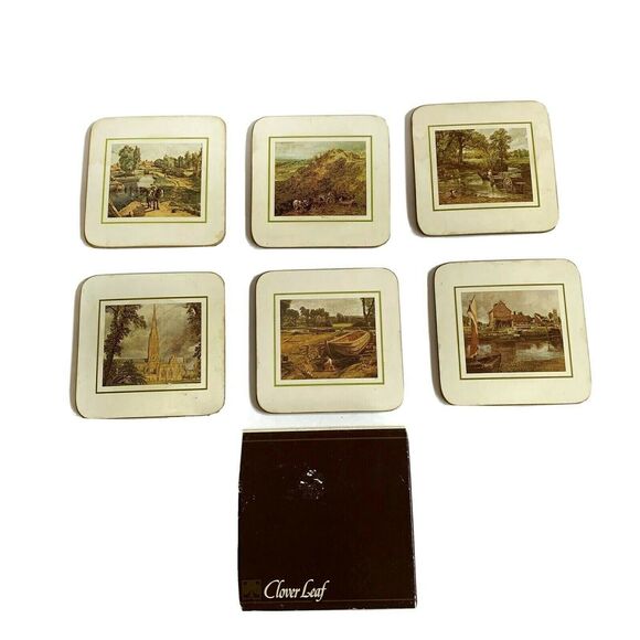 Vintage Clover Leaf set of 6 Coasters England United Kingdom - Picture 1 of 8
